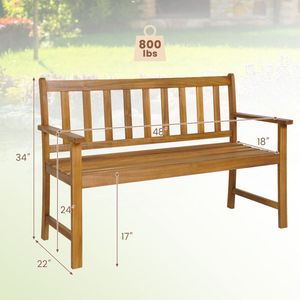 Panca da Esterno in Legno di Acacia con Schienale per Giardino, Patio, Scuola, Ospedale, Palestra - Product Image 4