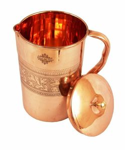 เหยือกทองแดงรักษ์โลกพร้อมฝาปิด ดีไซน์คลาสสิก ความจุขนาดใหญ่ จาก Indian Art Villa - Product Image 3