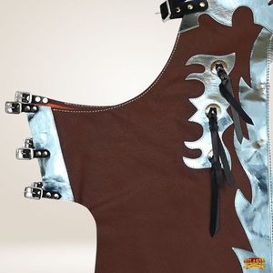 Guêtres anglaises en cuir véritable pour hommes, marron, avec boucle à motif flamme argentée, coupe athlétique, pour l'équitation et la compétition - Product Image 5