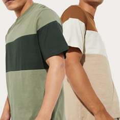 Camiseta de Poliéster para Hombre, Diseño de Color en Contraste, Estilo Urbano, Tejido Piqué Transpirable, Prenda Esencial de Verano - Product Image 2