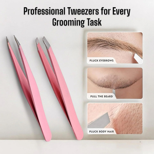GETUP BROSONS IMPEX – Kit de pinces à sourcils roses à pointe fine et inclinée en acier inoxydable, durables, de précision, pour une préhension fine, outil de maquillage moderne - Product Image 5