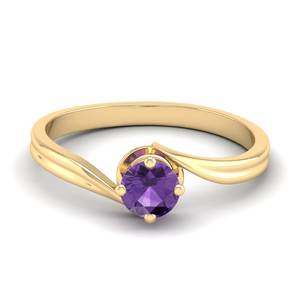 Anillos de Oro Amarillo de 14K con Amatista de Corte Redondo de 0.5 Quilates, Precio al por Mayor REYES, Anillos de Piedra Única para Mujer, Joyería de Piedra de Nacimiento - Product Image 1