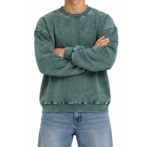 Sweat-shirt à col rond brodé effet délavé OEM ODM personnalisé en molleton coton/polyester unisexe, vêtement vintage de qualité supérieure - Product Image 2