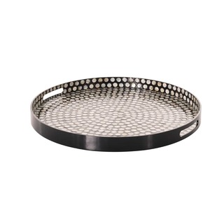 Bandeja Decorativa Redonda de Metal con Textura Martillada, Diseño Moderno, Paquete Individual - Product Image 3