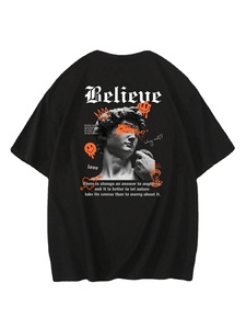 Luxury Quality 100% Cotton T-Shirt Men's O-neck Drop Shoulder Streetwear Oversize T shirt Blank Custom for Men <b>Tshirt</b> - Product Image 5