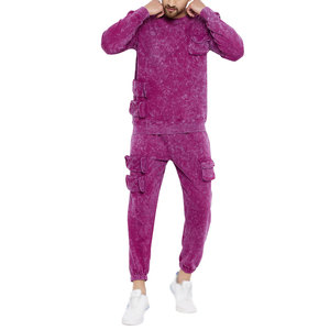 Men's Casual Winter Embroidered Acid Wash 3D Puff Print Distressed Breathable 100% Cotton Fleece Two Piece Customizable new - Product Image 4