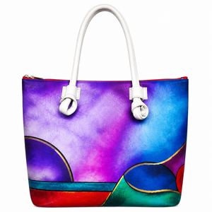 Bolso Tote de Cuero Genuino Pintado a Mano con Diseño Artístico de Gato, Bolso de Hombro Mediano para Mujer con Cierre Superior de Cremallera - Product Image 2