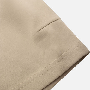 Shorts Bermuda en Coton Uni Beige pour Homme, Taille Élastique Décontractée, Coupe Mi-Haute, Tissu Tricoté, Poches, Style Respirant - Product Image 3