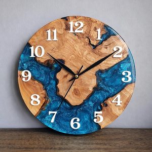 Handmade Epoxy Resin Wood Wall <b>Clock</b> Ocean Style Wooden <b>Clock</b> <b>Large</b> 50 cm Wall <b>Clock</b> Modern Home Decor Unique Gift - Product Image 2