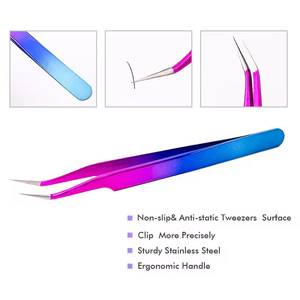 Pinzas Quirúrgicas de Precisión Morje de Acero Inoxidable para Pestañas con Punta Suave de 10 mm de Longitud, Color Degradado de Rosa a Azul - Product Image 5