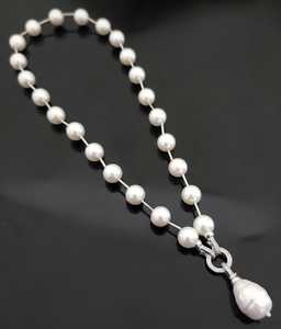Collar de Perlas de Agua Dulce Blancas Clásicas para Mujer, con Cuentas en Forma de Arroz, Grado AA, Plateado, Moderno, para Bodas, Hinduísmo - Product Image 2