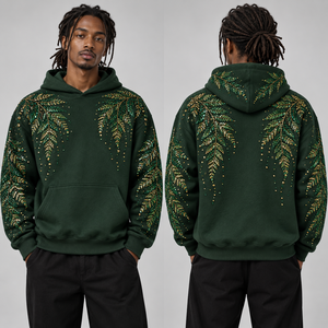 Sweats à capuche urbains ornés de strass, vêtements contemporains, tenues décontractées, accents de style, détails décoratifs, embellissements scintillants - Product Image 3