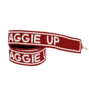 Correa de Bolso Deportiva Rectangular Personalizada Hecha a Mano con Cuentas de Vidrio sobre Base de Algodón Transparente Aggie Up, CREATIVE ART ZONE ST-PS82 - Product Image 1