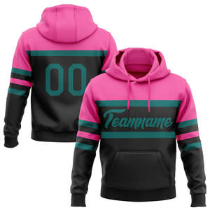 Custom Wichita Hoodie Men's Pink <b>Black</b> Striped Sport <b>Sweatshirt</b> With Number Logo Personalized Name Quick Dry Breathable - Product Image 2