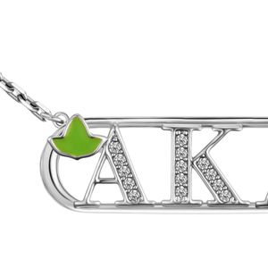 Silver Letter Pendant <b>Necklace</b> with Green Leaf Accent Fine Chain Minimalist <b>Statement</b> Women Fashion Jewelry Elegant Everyday - Product Image 6