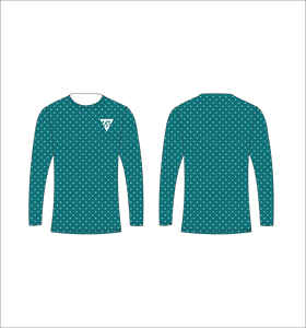เสื้อยืดแขนยาวลายพรางสีเขียวอมฟ้าสำหรับผู้ชาย ลายกากบาทสีขาวทรงเรขาคณิต เสื้อยืดคอกลมลำลอง สตรีทแวร์ เสื้อสำหรับออกกำลังกาย - Product Image 1