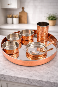 Plateau de service de cuisine en cuivre GLOSSY TOUCH ART, design contemporain, modèle portable GT72364, vaisselle haut de gamme - Product Image 1