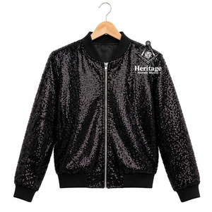 Veste universitaire maçonnique pour femme, style régalia, à sequins noirs, veste bomber scintillante à manches longues, vêtement d'extérieur tendance, tenue grecque - Product Image 1