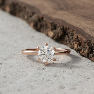 แหวนหมั้นเพชรเดี่ยวทรงกลมเจียระไนแบบบริลเลียนท์ 6 กรงเล็บ ทอง 14K เครื่องประดับชั้นดี ขายส่งเครื่องประดับ - Product Image 2