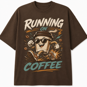 เสื้อยืดแขนยาวคอกลมสีดำพิมพ์ลายการ์ตูนกาแฟสำหรับผู้ชาย ทรงหลวม สวมใส่สบาย ผลิตจากผ้าเจอร์ซีย์คอตตอน 100% - Product Image 1