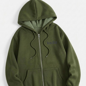 <span class=keywords><strong>Felpa</strong></span> <span class=keywords><strong>con</strong></span> Zip Integrale di Alta Qualità per Uomo in <span class=keywords><strong>Verde</strong></span> Oliva <span class=keywords><strong>con</strong></span> Logo Personalizzato, 100% Cotone Felpato, Casual - Product Image 1