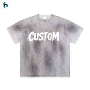 Camiseta de algodón grueso de lujo para hombre, diseño deportivo personalizado, estilo streetwear, estampado, corte holgado, lavado desgastado - Product Image 5