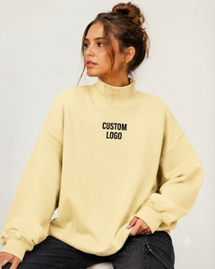 Sudadera Oversize de Cuello Alto para Mujer, de Algodón y Felpa, Estilo Minimalista de Lujo, Marca Privada, Ropa Urbana - Product Image 1