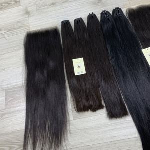 Extensions de cheveux humains vierges vietnamiens de haute qualité 13x6 HD Frontal et Raw, noir naturel, double trame, tissage à la machine - Product Image 2