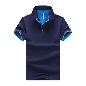 <b>Men's</b> New Fashion Trend 100% Cotton Knitted Breathable <b>Turtleneck</b> Short Sleeve Pullover <b>for</b> Shirts Custom Front Logo Plus Size - Product Image 4