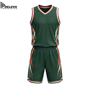 Ensemble maillot et short de basketball personnalisés avec impression éclair et demi-tones, vert forêt, bronze et crème, sublimé, pour le sport - Product Image 1
