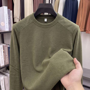 T-shirt à manches longues col rond en coton gaufré respirant 100 % coton de haute qualité, style américain, tendance, ample, décontracté, mode urbaine - Product Image 2