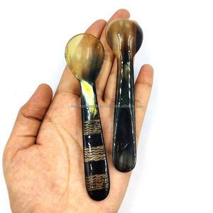 ช้อนชาขนาดเล็กทำด้วยมือเขาควายที่มีจริยธรรมปรับแต่งได้เขาวัวแกะสลักสำหรับเสิร์ฟกาแฟหรือชา - Product Image 1