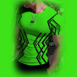 Camiseta Deportiva Ajustada de Color Verde Neón para Hombre, Camiseta Deportiva de Poliéster que Absorbe la Humedad, Camiseta Deportiva para Gimnasio, Impresión por Sublimación Personalizada - Product Image 6