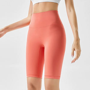 Shorts de yoga pour femmes, taille haute, sans coutures, couleur unie, séchage rapide, respirant, extensible dans quatre directions, élasthanne/nylon, taille élastique - Product Image 2