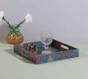 Plateau de service carré personnalisé pour mariage au Moyen-Orient, en émail coloré, écologique, résistant au lave-vaisselle, avec motifs imprimés colorés - Product Image 1