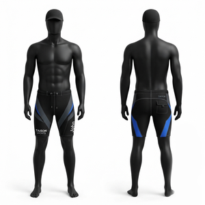 Premium 220 GSM Polyester Spandex <b>Swim</b> <b>Shorts</b> Custom Sublimation Print Blue Panel Compression Fit - Product Image 1