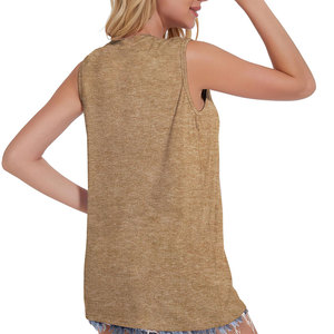 Camiseta sin mangas para mujer, camiseta informal con cuello redondo, camiseta de verano, ligera, holgada, para uso diario - Product Image 1