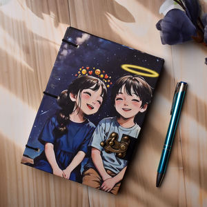 Cute Couple Cartoon Lock Diary Notebook <b>A5</b> Hardcover Journal | Handmade Writing Diary with Metal Clasp Premium Pages for Gifts - Product Image 4