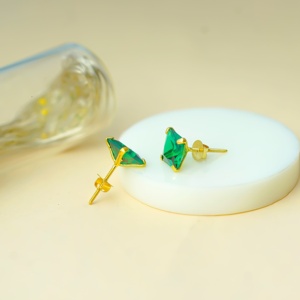 Pendientes Colgantes CZ con Corte Princesa de Diamante, Oro de 10K, Engaste de Garra, Joyería Clásica para Mujer, Regalo para Compromiso, Fiesta o Boda - Product Image 5