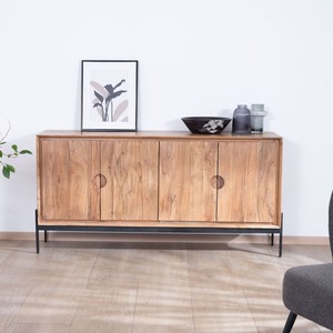 Vandana Autumn Element 4-door <b>sideboard</b> in acacia and metal, 160 cm, Novelli style, zen and minimalist - Product Image 1