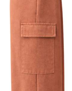 Pantalones Deportivos Anchos Color Naranja Quemado para Mujer, Cintura Elástica, Pantalones Casuales de Forro Polar, Corte Holgado, Ropa Urbana, Pantalones Cómodos para Invierno - Product Image 5