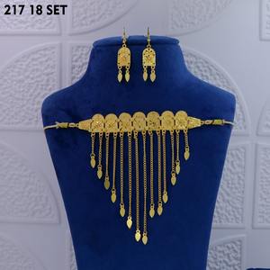 Geometric Pattern Trendy Alloy Choker Set Women's Engagement Anniversary <b>Gift</b> Dubai Gold Plated Jewelry Set Dubai Special Set - Product Image 6