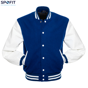 OEM Custom Logo Varsity Jacket Genuine Leather Sleeves Chenille Patches Embroidery Letterman Varsity Jacket for Men - Product Image 4