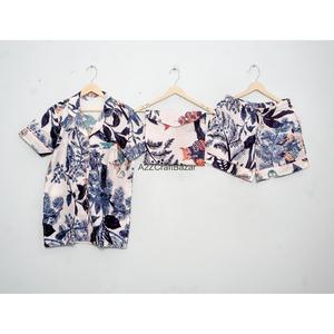 Conjunto de Pijama Corto de Lujo 100% Algodón para Mujer, Estampado a Mano, Ropa de Dormir Cómoda para Verano, Camisa Tejida para Descansar - Product Image 4