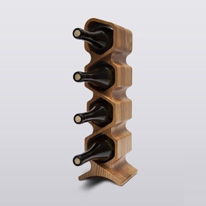 Présentoir à vin en bois design attrayant, motif vague, support de rangement de table, accessoires de bar design en gros en promotion - Product Image 1
