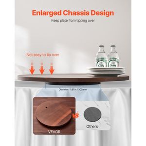 Bandeja Giratoria Lazy Susan de Madera de Acacia de 24 Pulgadas con Rotación de 360 Grados, Centro de Mesa Transparente para Mesa de Comedor - Product Image 5