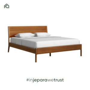 Cama litera premium de madera maciza de teca de mediados de siglo con cabecero tallado a mano para dormitorio, hotel, villa - Product Image 4