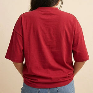 <b>Top</b> Trending <b>High</b> Quality Women's <b>Red</b> Loose Fit Crew Neck Short Sleeve Cotton Casual T-Shirt All Seasons Wear - Product Image 2