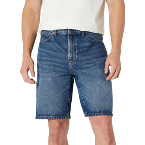 Shorts en jean noir pour hommes, taille mi-haute, coupe droite, style décontracté d'été, en coton tissé, vente en gros OEM ODM de qualité supérieure - Product Image 5
