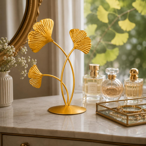 Modern <b>Gold</b> Finish Metal Ginkgo Leaf Sculpture <b>Decorative</b> Tabletop Showpiece Elegant Botanical Art for Office Desk <b>Living</b> <b>Room</b> - Product Image 4